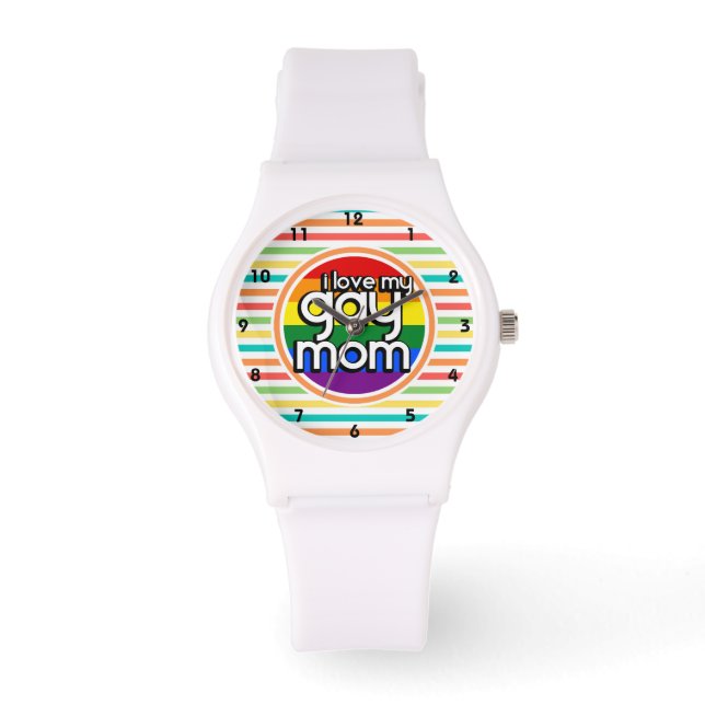 Bright Rainbow Stripes, Gay Mom Watch (Front)