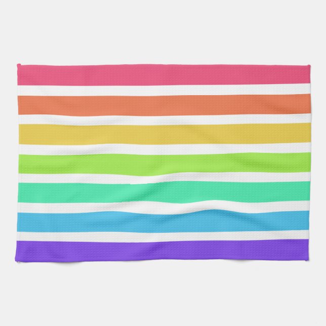 Bright rainbow stripes kitchen towel (Horizontal)