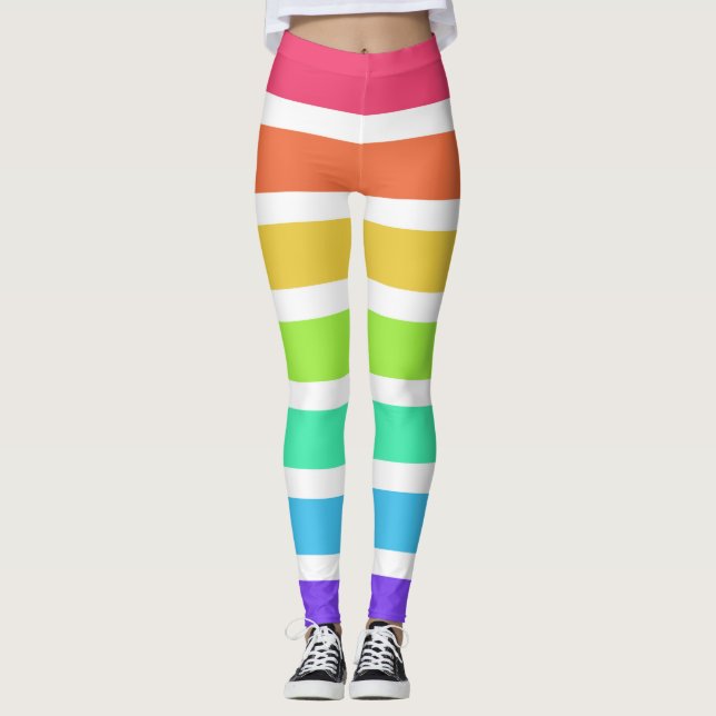 Bright rainbow stripes leggings (Front)