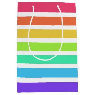 Bright rainbow stripes medium gift bag