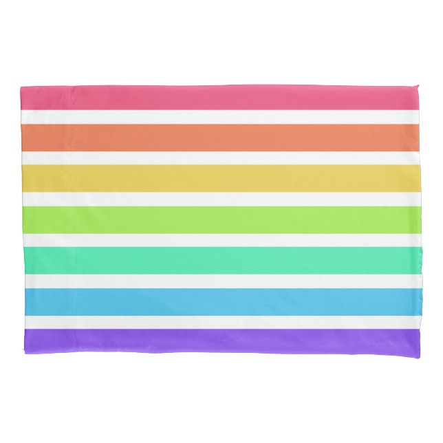 Bright rainbow stripes pillowcase (Front)