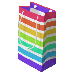 Bright rainbow stripes small gift bag