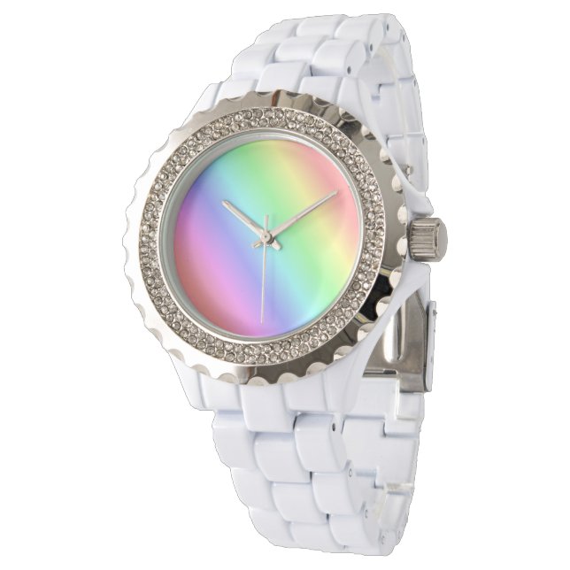Bright Rainbow Stripes Watch (Angled)