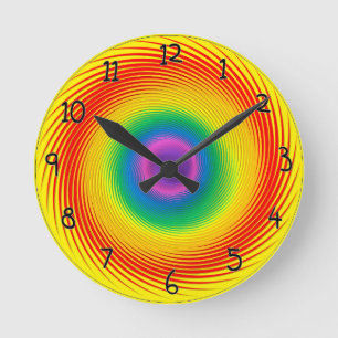 Bright Rainbow Swirl Kids Clock With Numbers