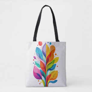 Bright Rainbow Tree Of Life Abstract Graphic Tote Bag