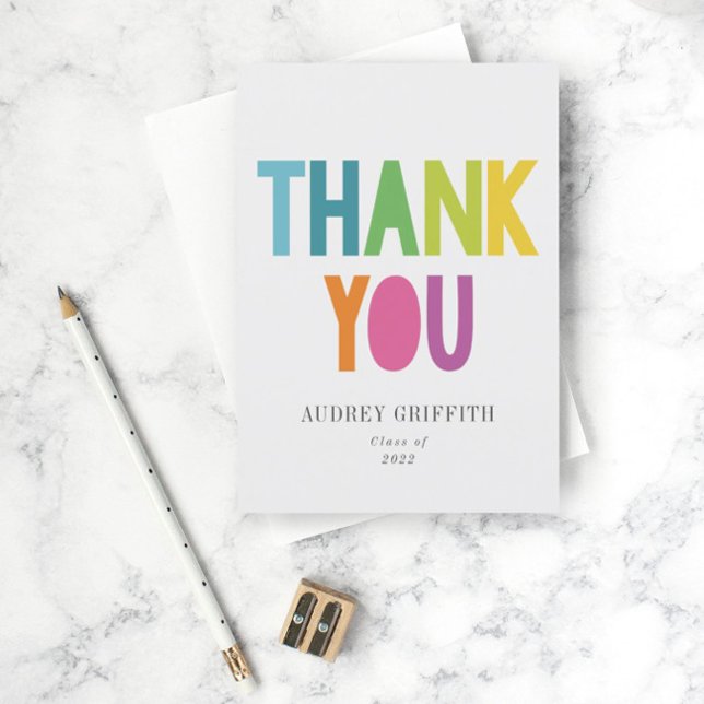 Bright Rainbow Type Grad 2022 Postcard (Creator Uploaded)