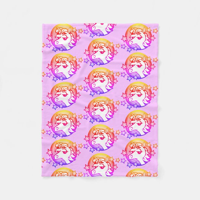 BRIGHT RAINBOW UNICORN COLORFUL PATTERN BLANKET (Front)