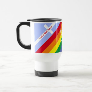 Bright Rainbow With Crosses Inspirational Cute Tra Travel Mug