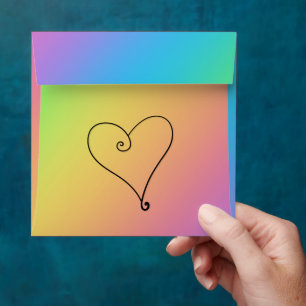 Bright Rainbow With Heart Envelopes