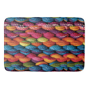 Bright rainbow yarn bath mat