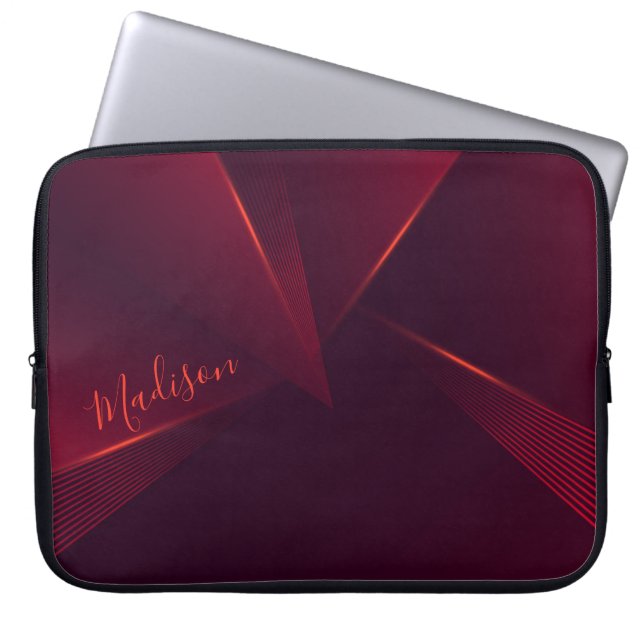Bright Red Abstract Pattern and Customization Laptop Sleeve (Front)