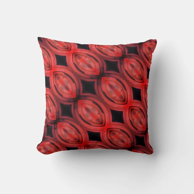 bright red and black abstract pattern throw pillow (Front)