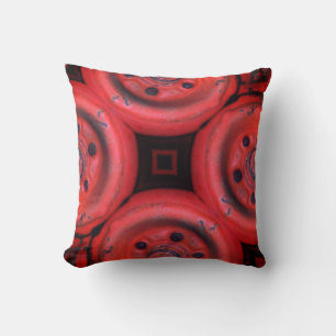 bright red and black abstract pattern throw pillow