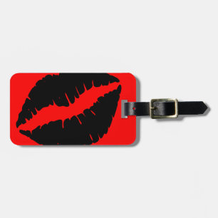 Bright Red and Black Kiss Luggage Tag