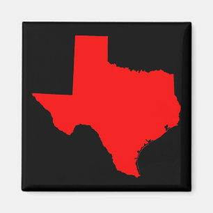 Bright Red and Black Texas Magnet