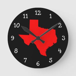Bright Red and Black Texas Round Clock
