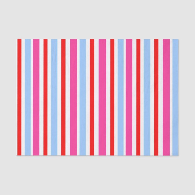 Bright Red and Blue Candy Stripes Tissue Paper (Front)