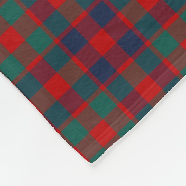 Bright Red and Blue Plaid McGowan Tartan Fleece Blanket (Corner)