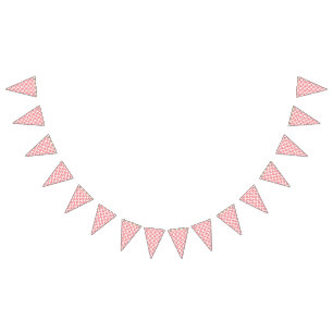 Bright red and pink floral wrapping paper featurin bunting flags