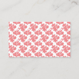 Bright red and pink floral wrapping paper featurin business card