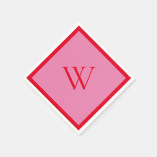 Bright Red and Pink Monogrammed Napkin