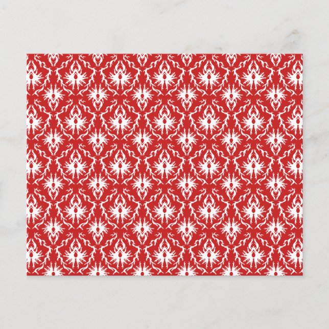 Bright Red and White Damask Pattern. (Front)