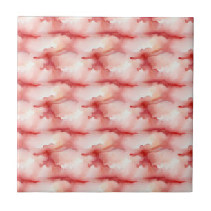 Bright Red and White watercolor diffusion Tile