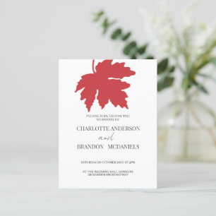 Bright Red Autumn Maple Leaf Wedding   Postcard