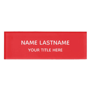 Bright Red Basic Simple Minimalist Modern Title Name Tag