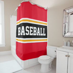 Bright Red Black Orange BASEBALL Sports Stripes