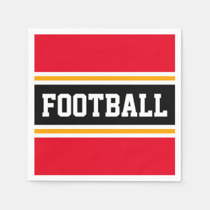 Bright Red Black White Yellow FOOTBALL Stripes Napkin