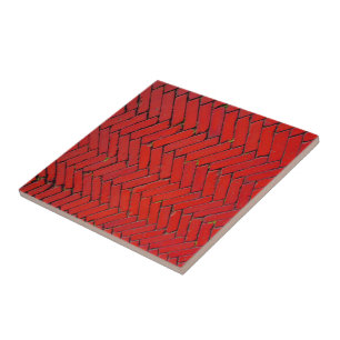Bright Red Brick chevron pattern Tile
