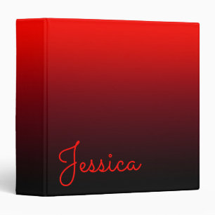 Bright Red Burgundy and Black Ombre Binder