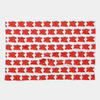 Bright Red Cat — Wide-Eyed Wonder with a Twist Kitchen Towel