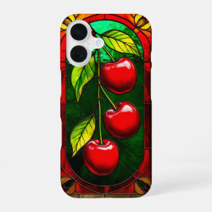 Bright Red Cherries and Green Leaves iPhone 16 Case