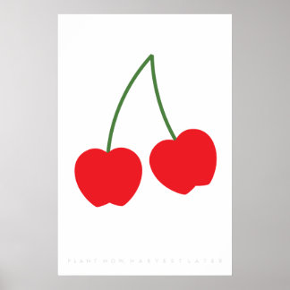Bright Red Cherry Retro Poster 60's 70's Citation