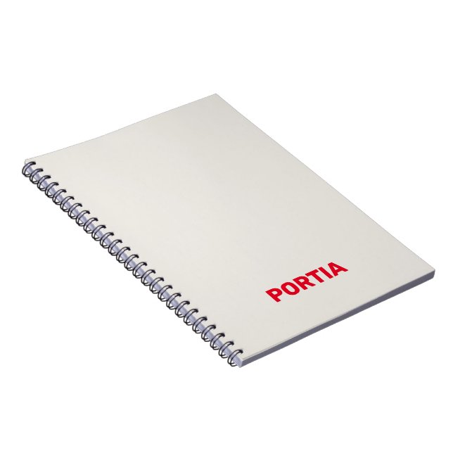 Bright red custom name plain grey notebook (Right Side)