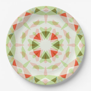 Bright Red Cute Green Pink Star Girl’s Baby Shower Paper Plate