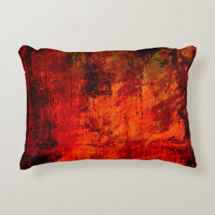 Bright red dirty old black peeled background. Hall Accent Pillow