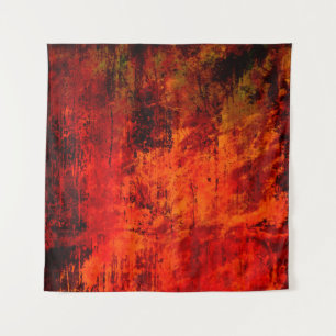 Bright red dirty old black peeled background. Hall Tapestry