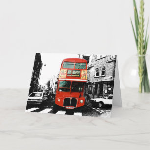 Bright Red Double-decker Bus Card