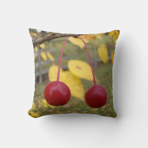Bright Red Fall Crab Apples Throw Pillow