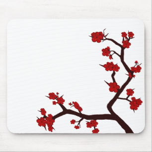 Bright red flowers mouse pad