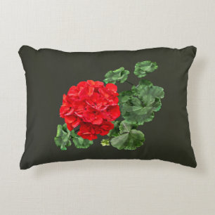 Bright Red Geranium Accent Pillow