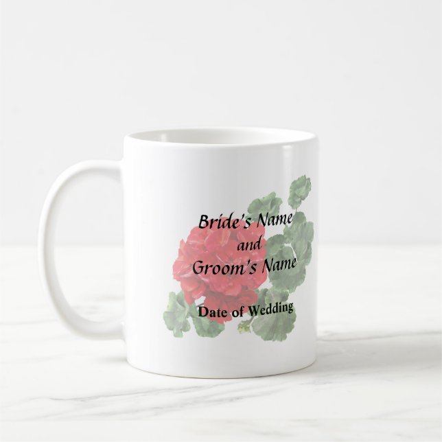 Bright Red Geranium Coffee Mug (Left)