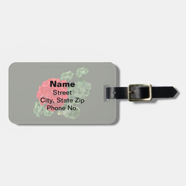 Bright Red Geranium Luggage Tag (Front Horizontal)