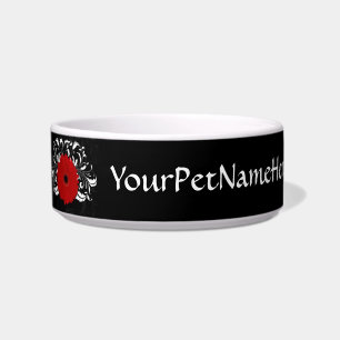 Bright Red Gerbera Daisy on Black Bowl