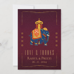 Bright Red Gold Love & Merci Mariage indien