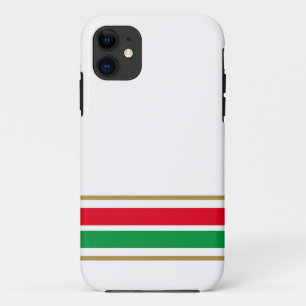 Bright Red Green Base Racing Stripes On White iPhone 11 Case