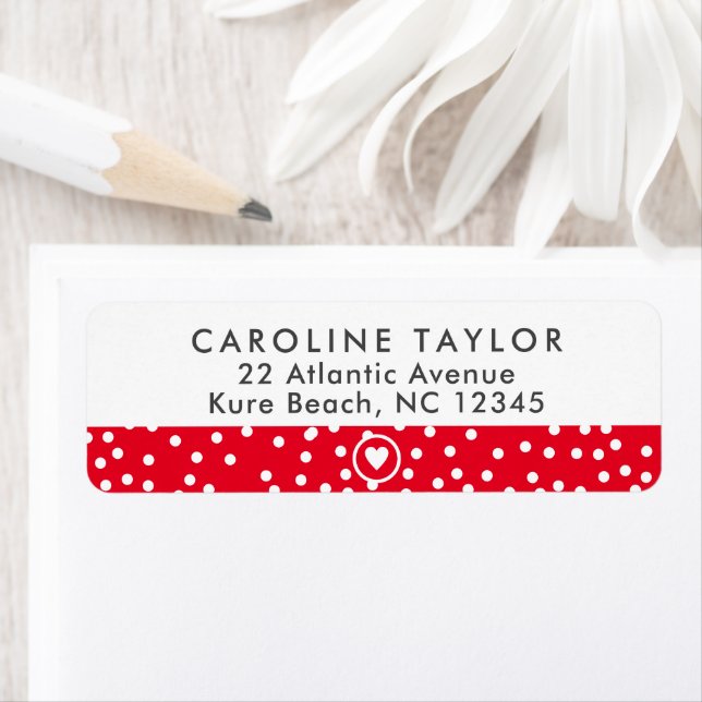 Bright Red Heart & Dots mignon Girl Adresse de ret (En situation)